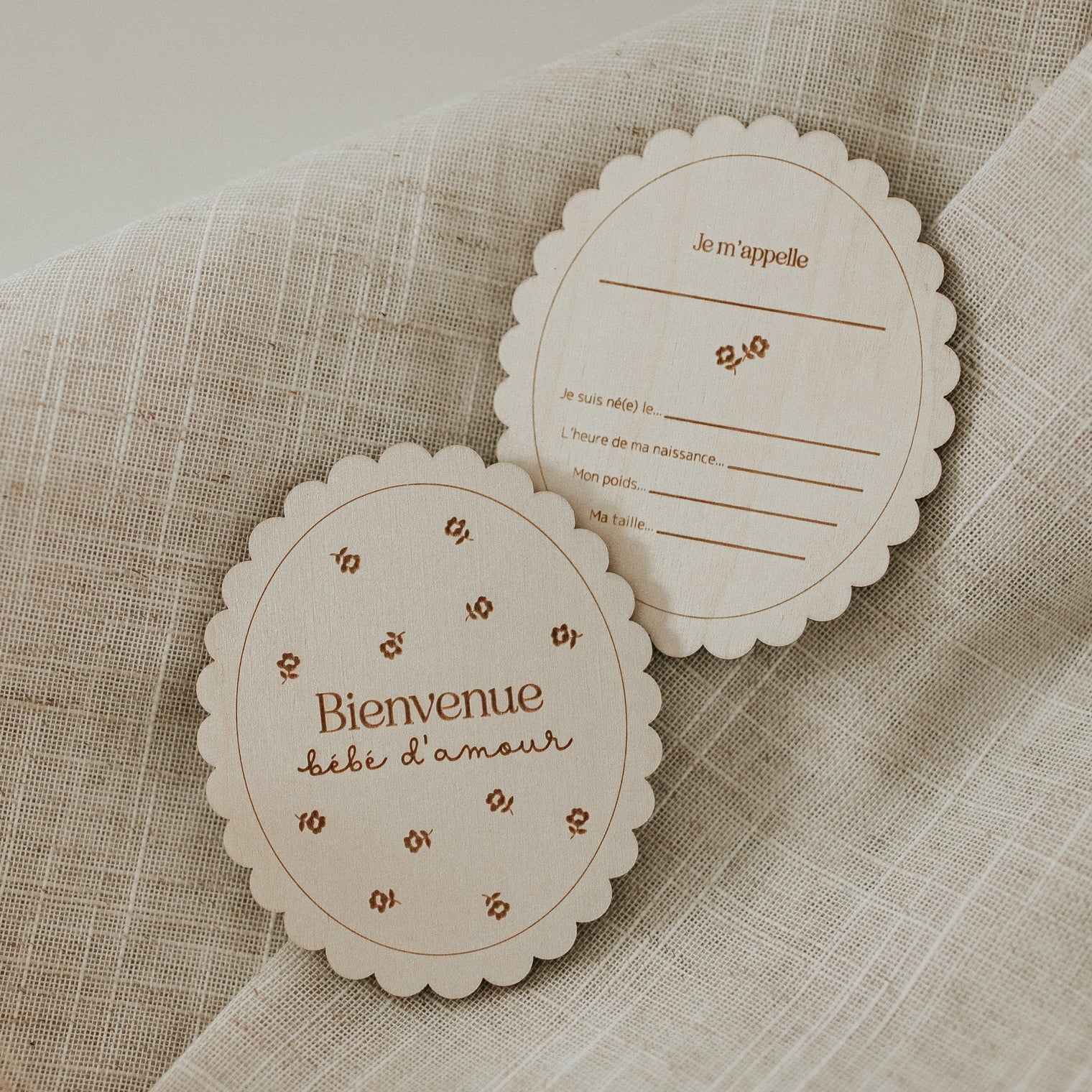 Pastille de bois - Naissance Fleur