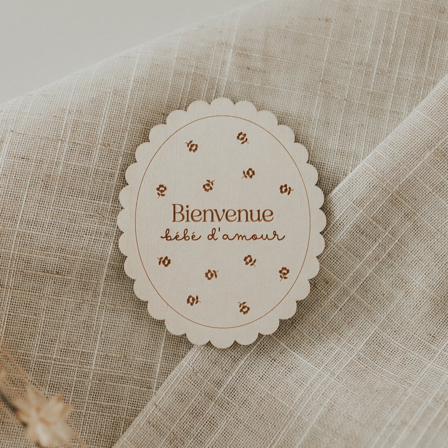 Pastille de bois - Naissance Fleur