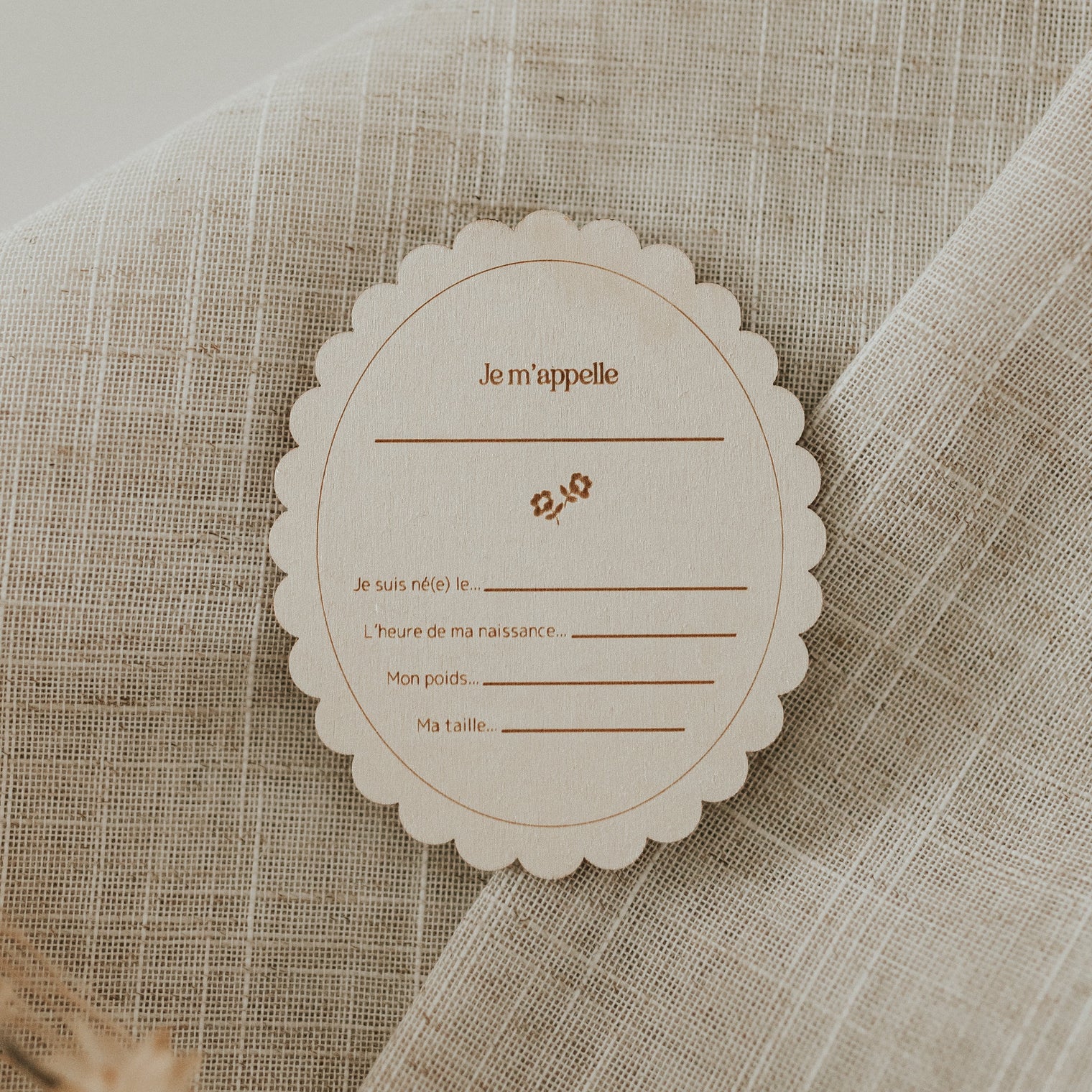Pastille de bois - Naissance Fleur