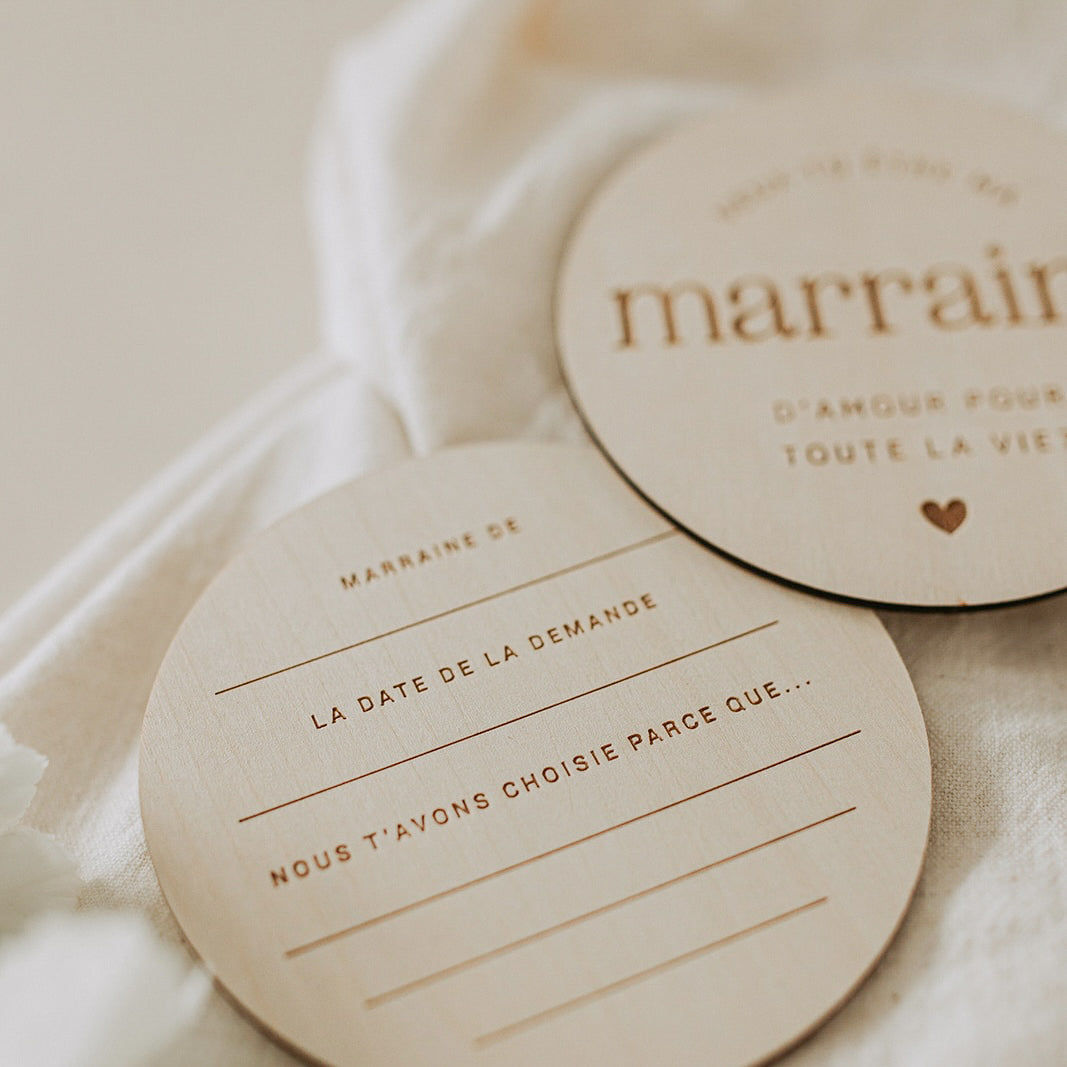 Pastille de bois - Marraine