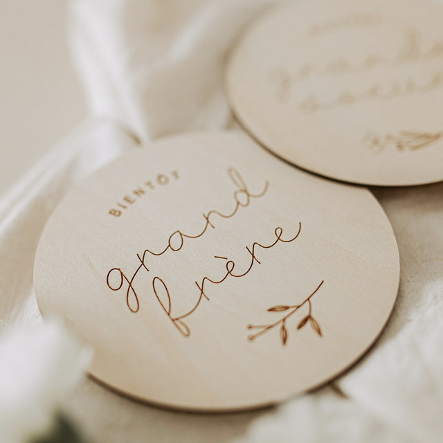 Pastille de bois - Bientôt grand frère/soeur