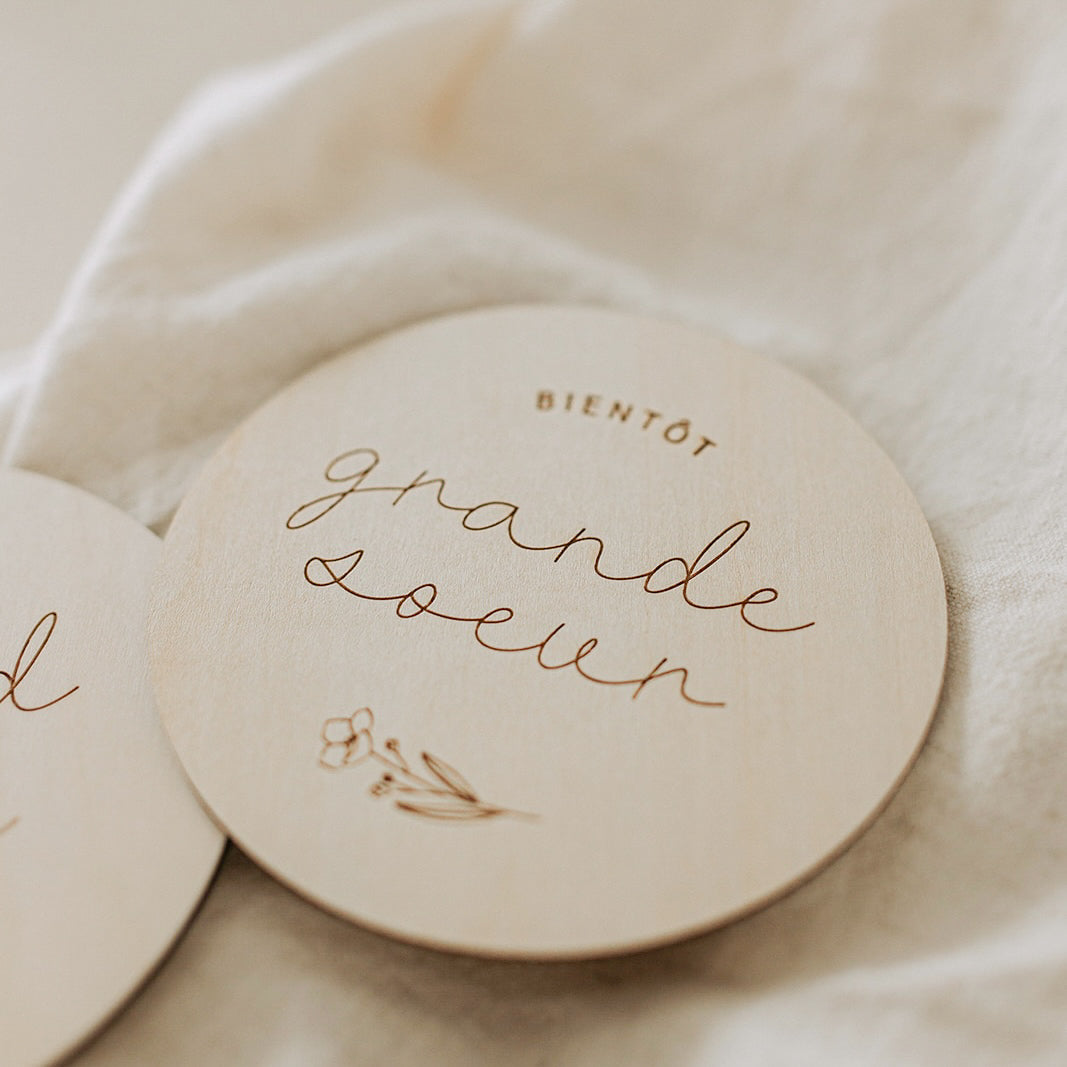 Pastille de bois - Bientôt grand frère/soeur