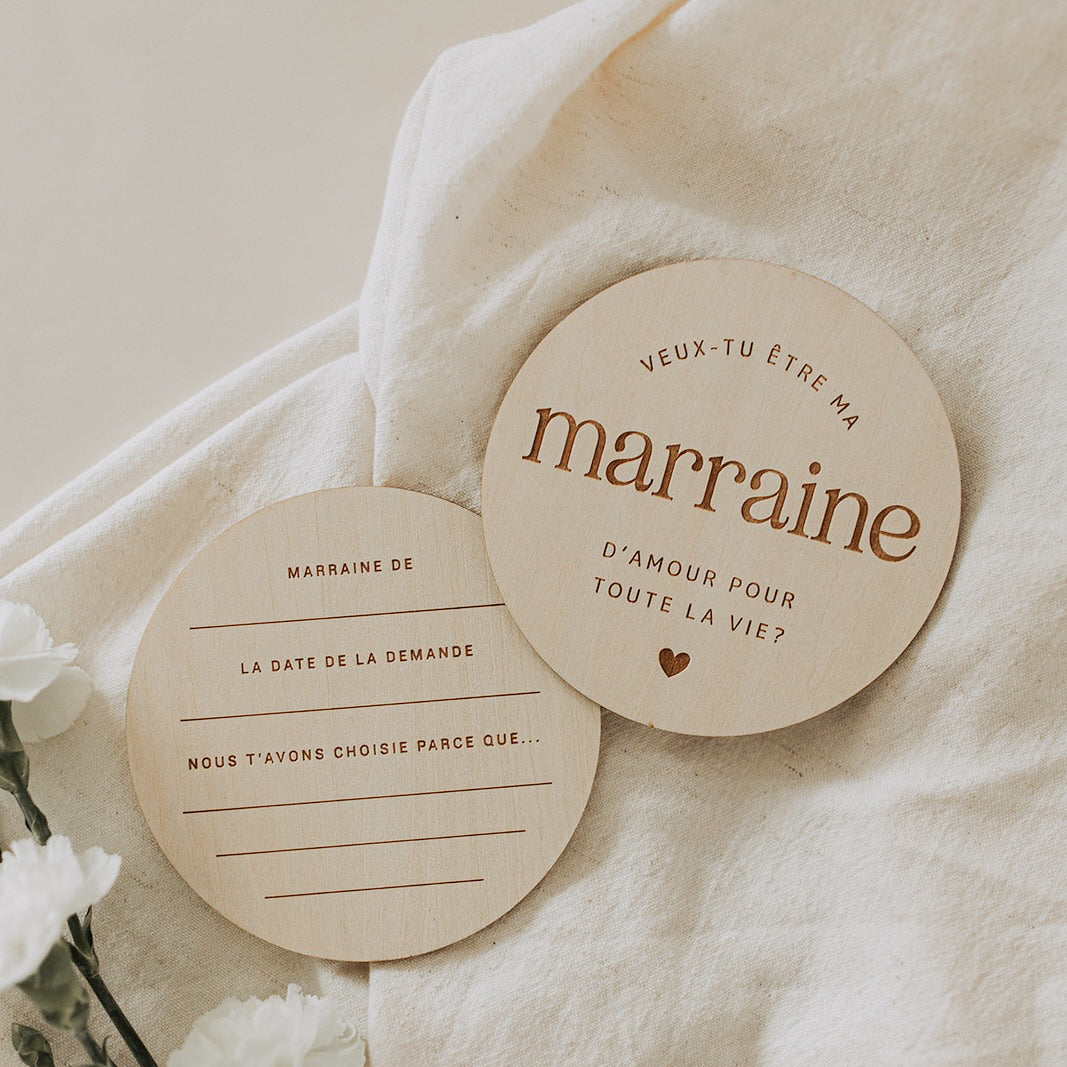 Pastille de bois - Marraine