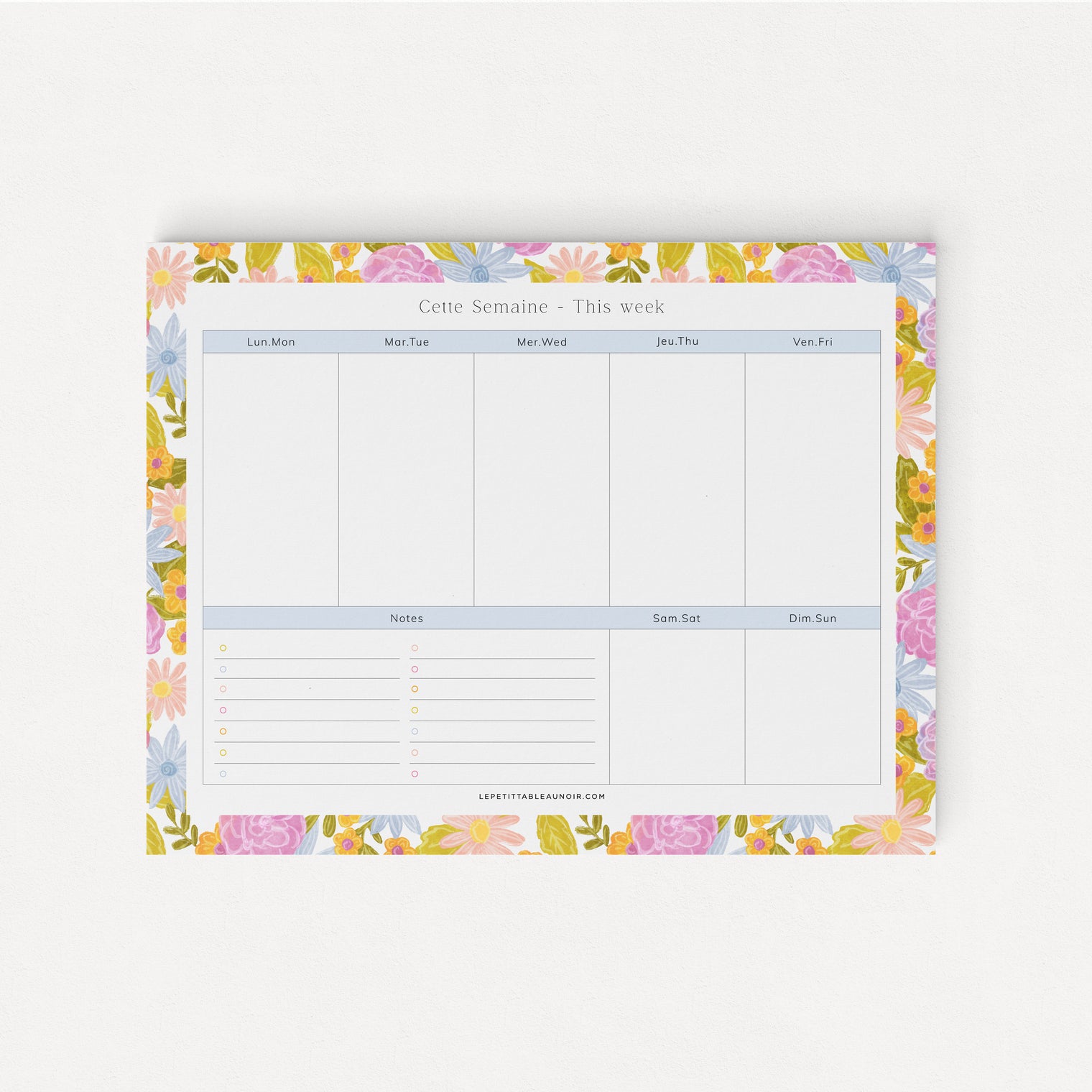 Planificateur de semaine Floral Pop
