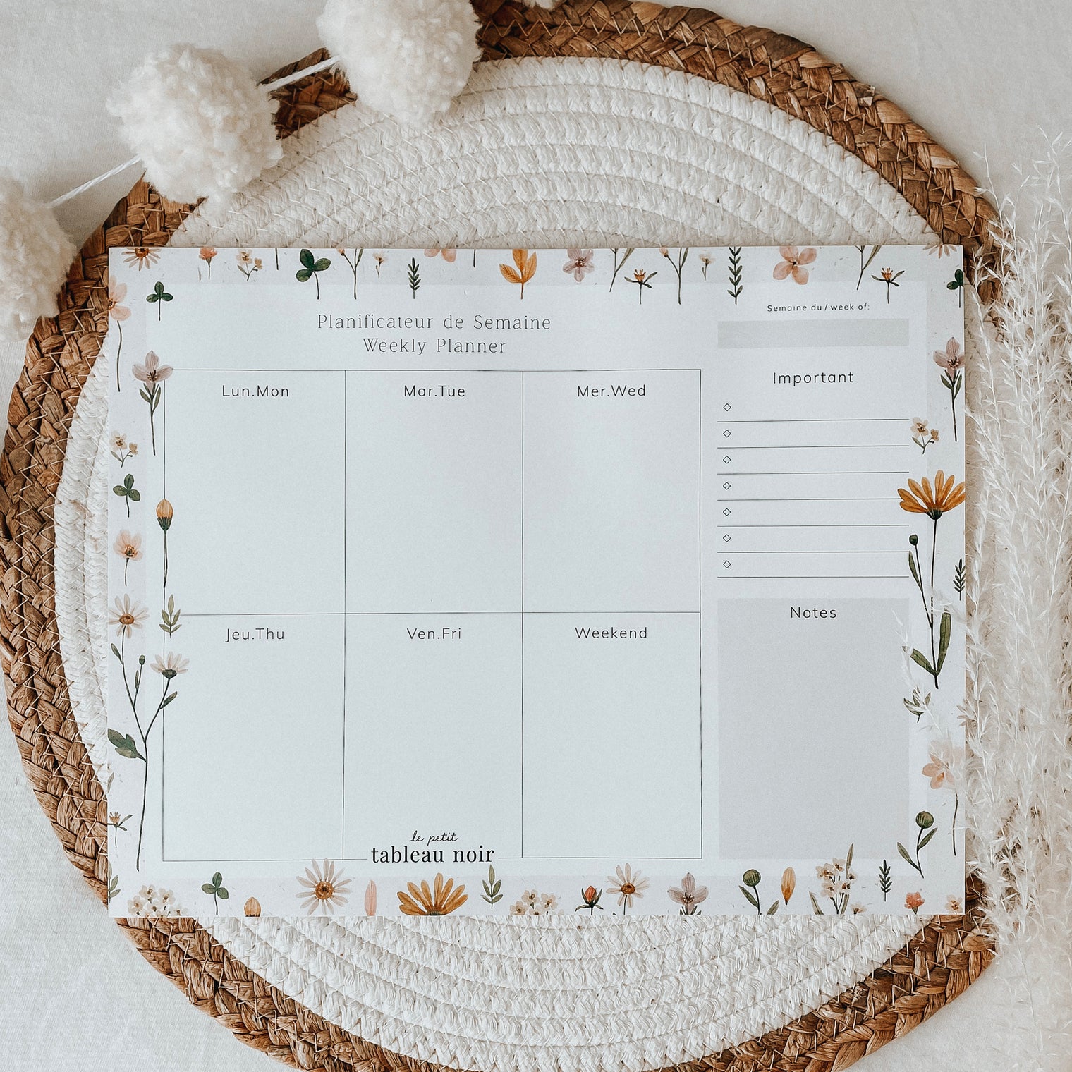 Planificateur de semaine Douceur Floral