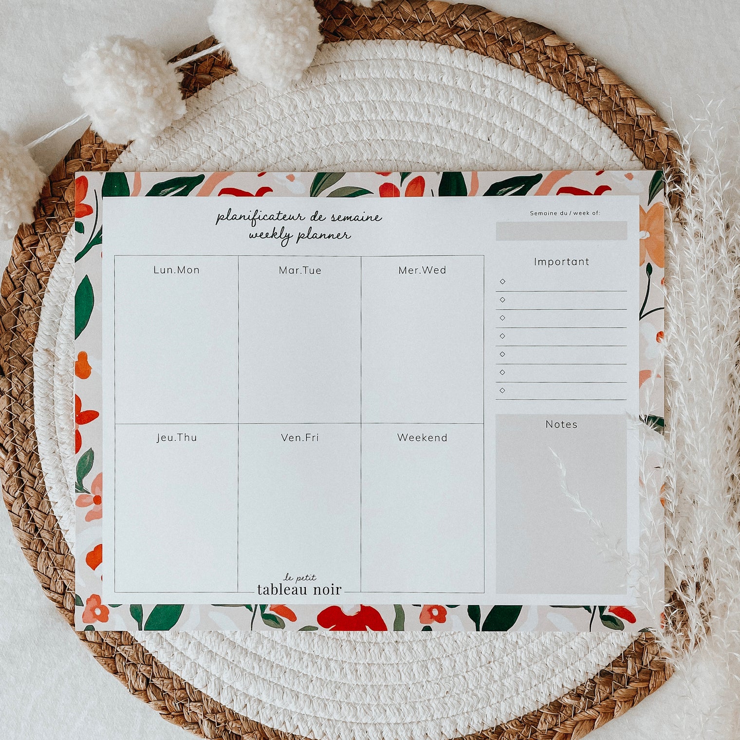 Planificateur de semaine - Florale
