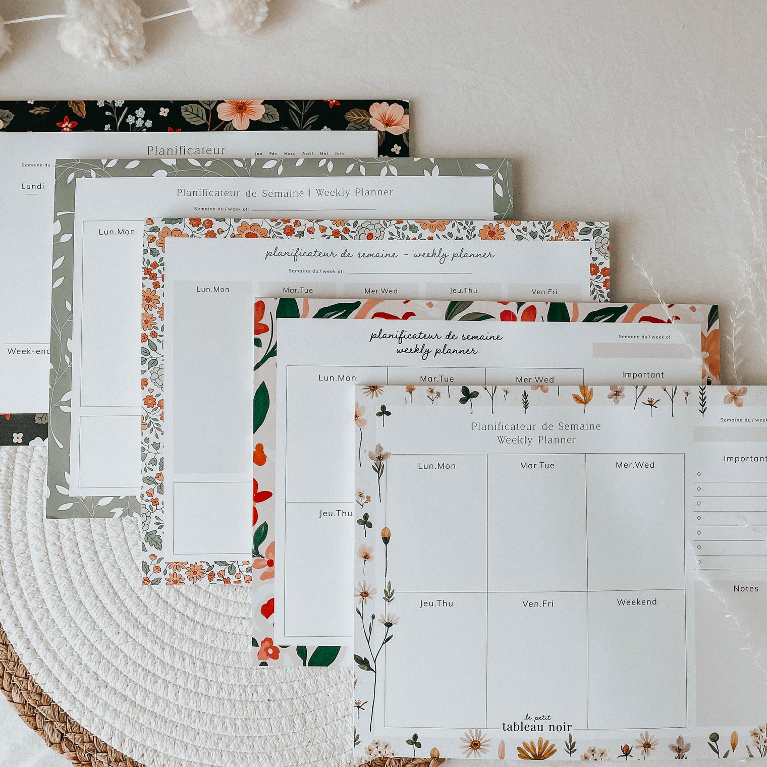 Planificateur de semaine - Florale