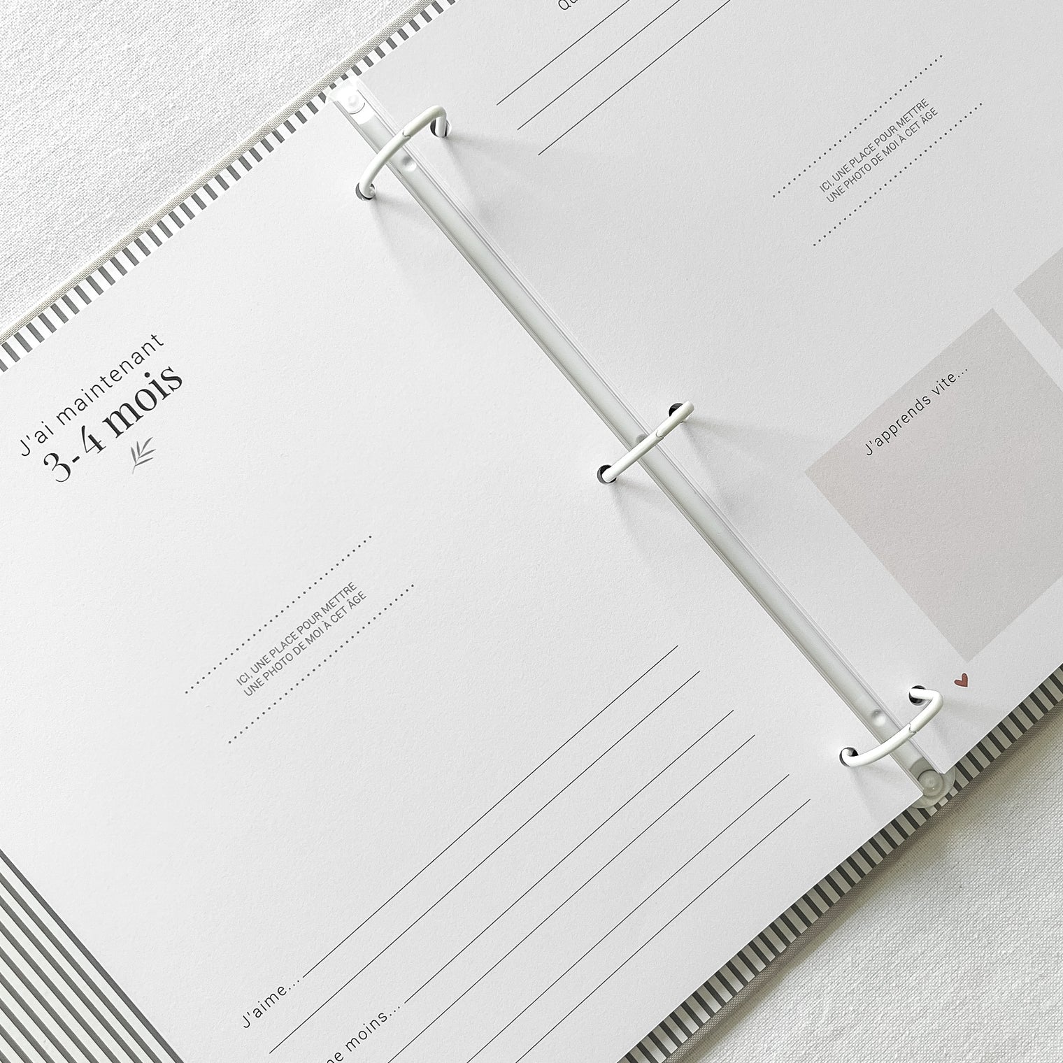 Livre bébé, Journal bébé, Planificateur de grossesse, Journal de grossesse, Cadeau de nouvelle maman, Baby Shower, Cadeau de shower, Cadeau de grossesse, future maman, souvenirs, mon histoire à moi, Album de bébé, livre souvenirs, livre cartable de bébé, gris, tissu