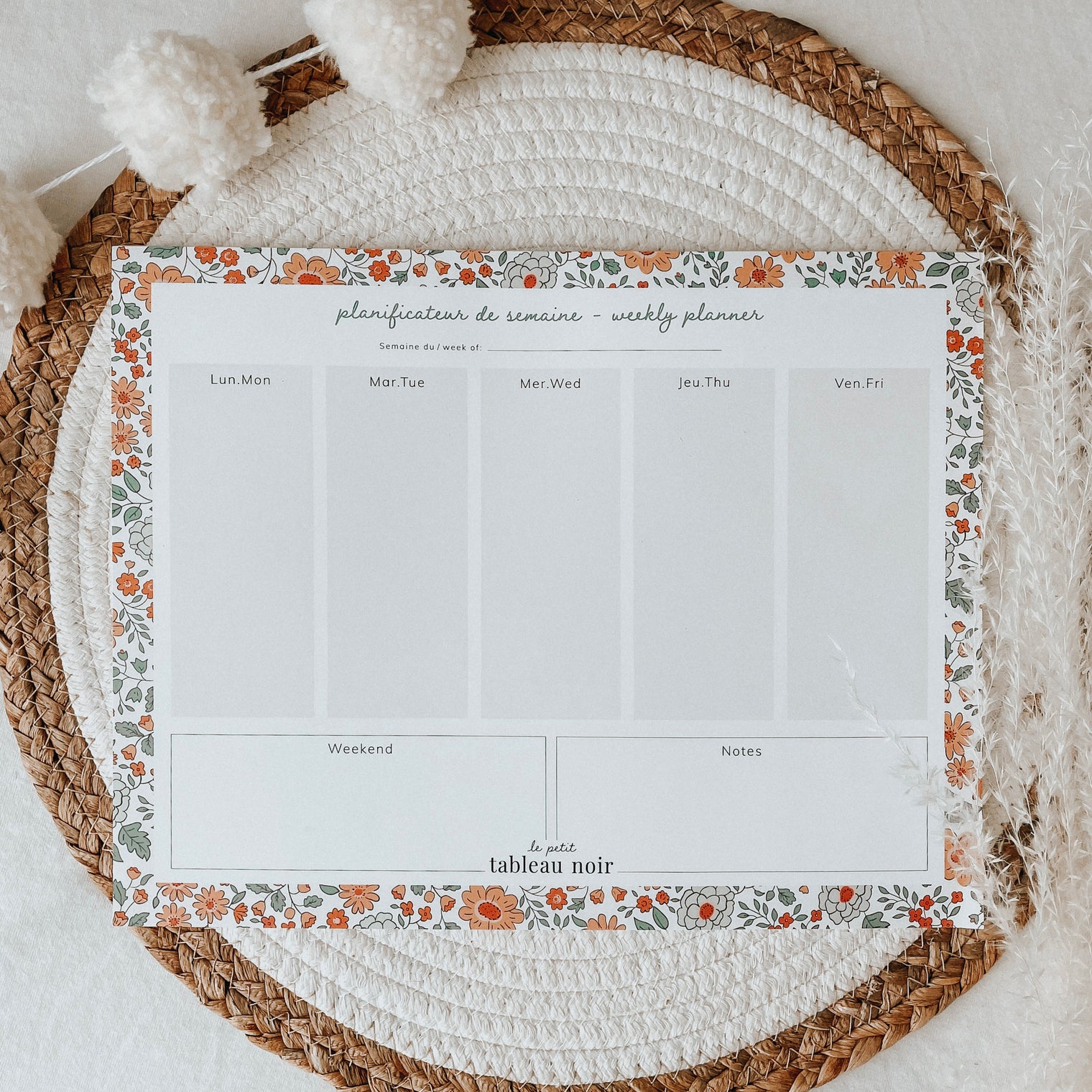 Planificateur de semaine Fleurs d'Automne