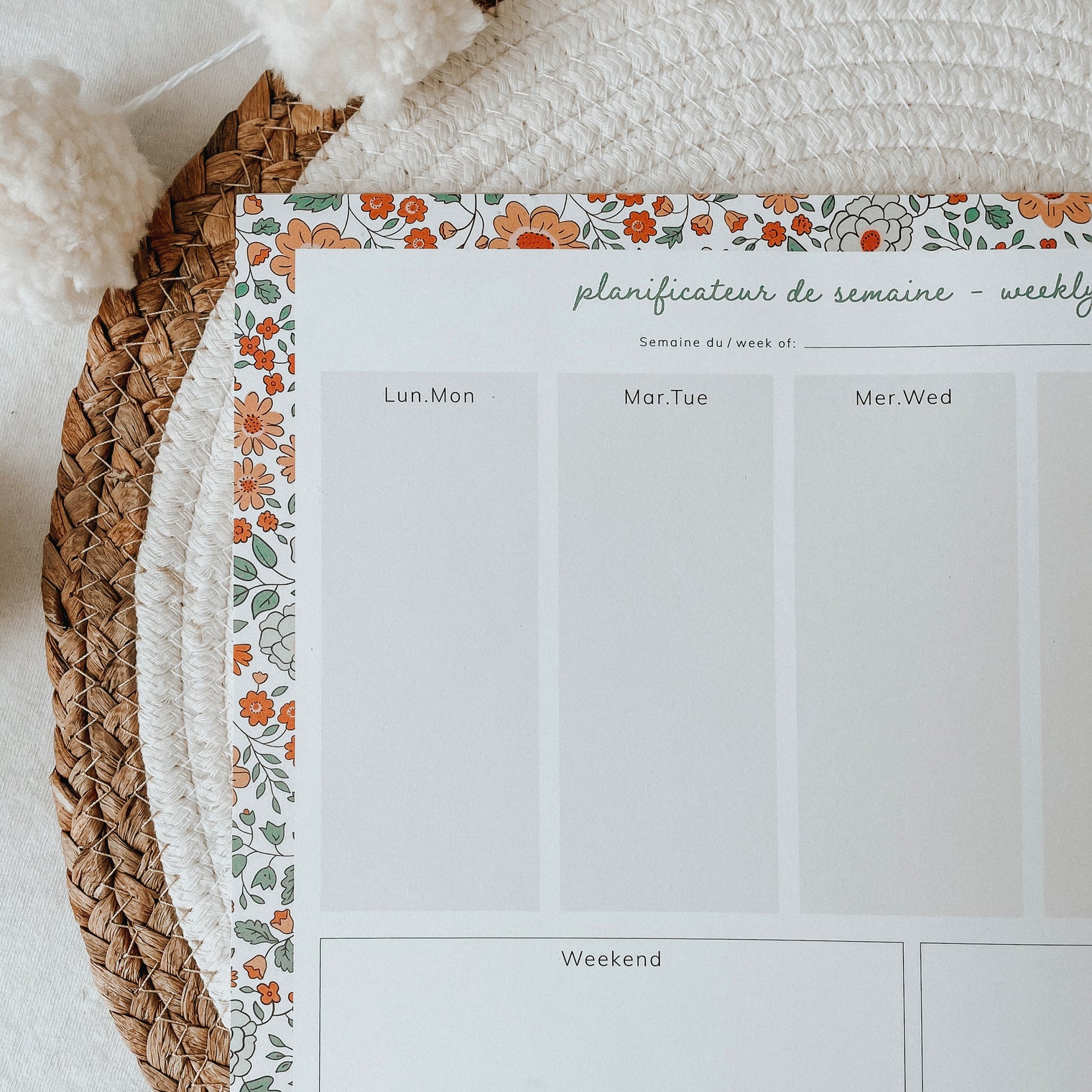 Planificateur de semaine Fleurs d'Automne