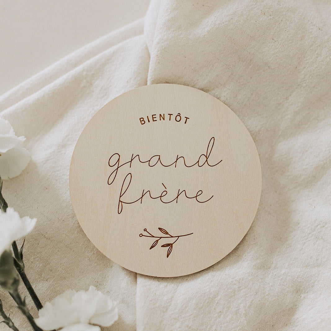 Pastille de bois - Bientôt grand frère/soeur