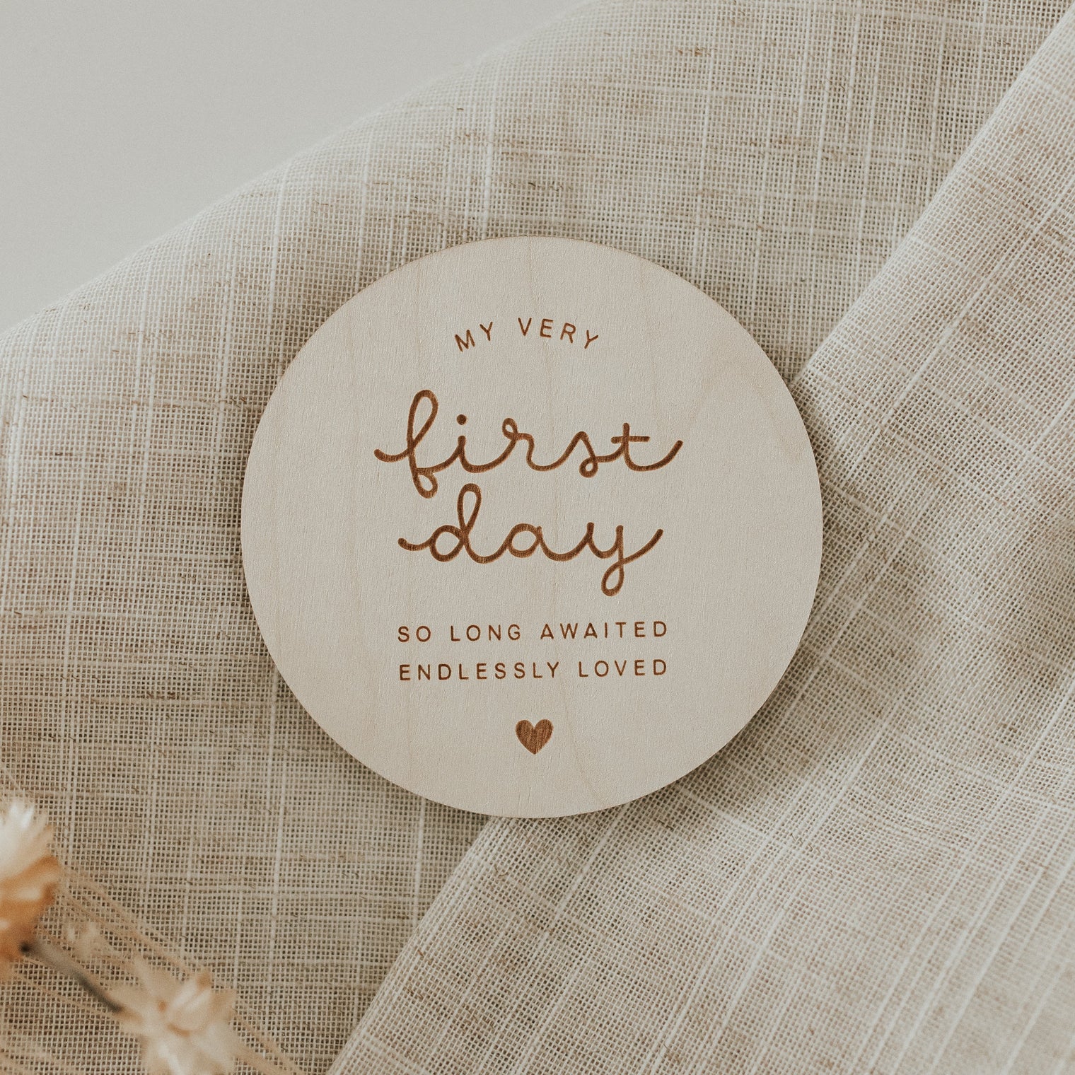 Wooden milestone disc – Birth