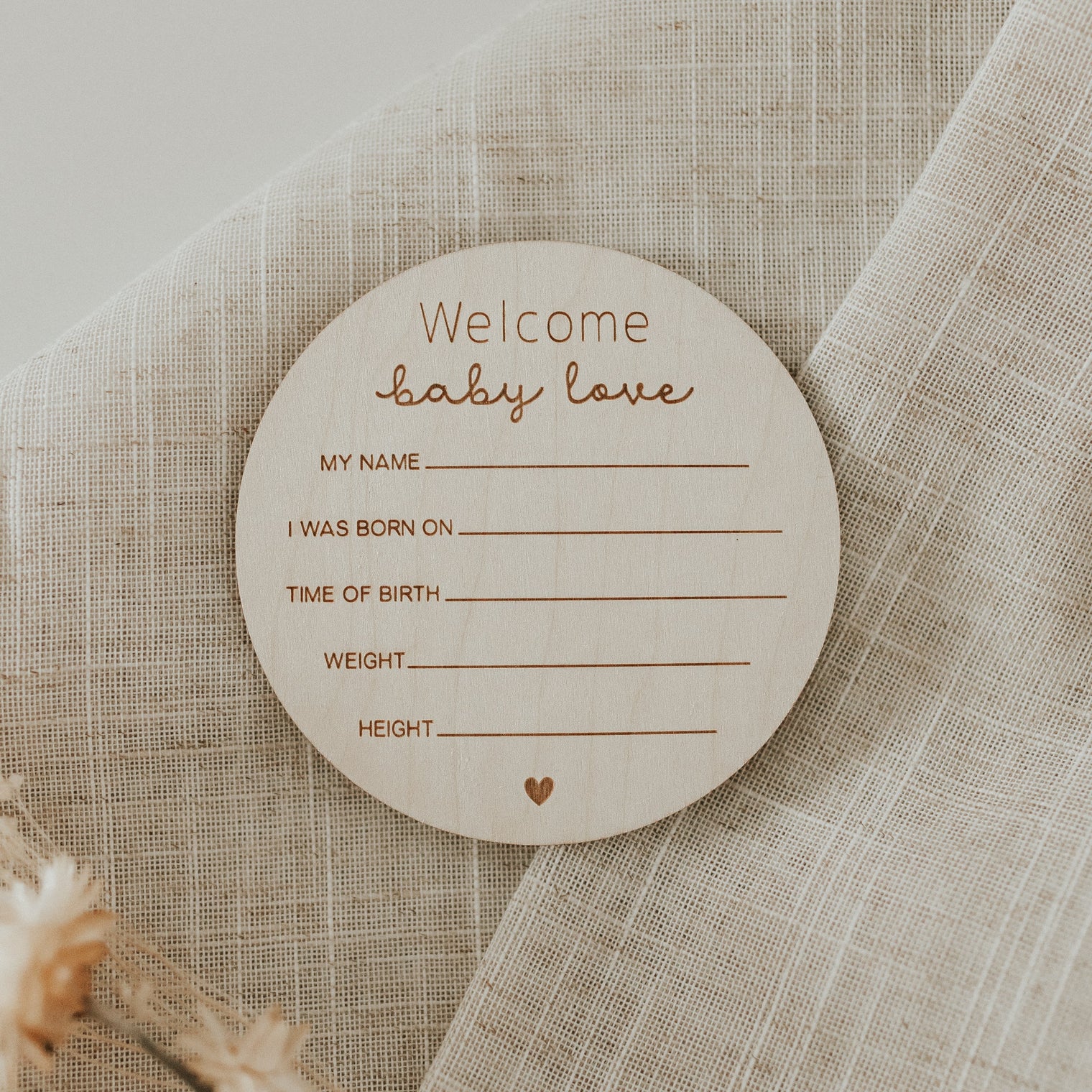 Wooden milestone disc – Birth