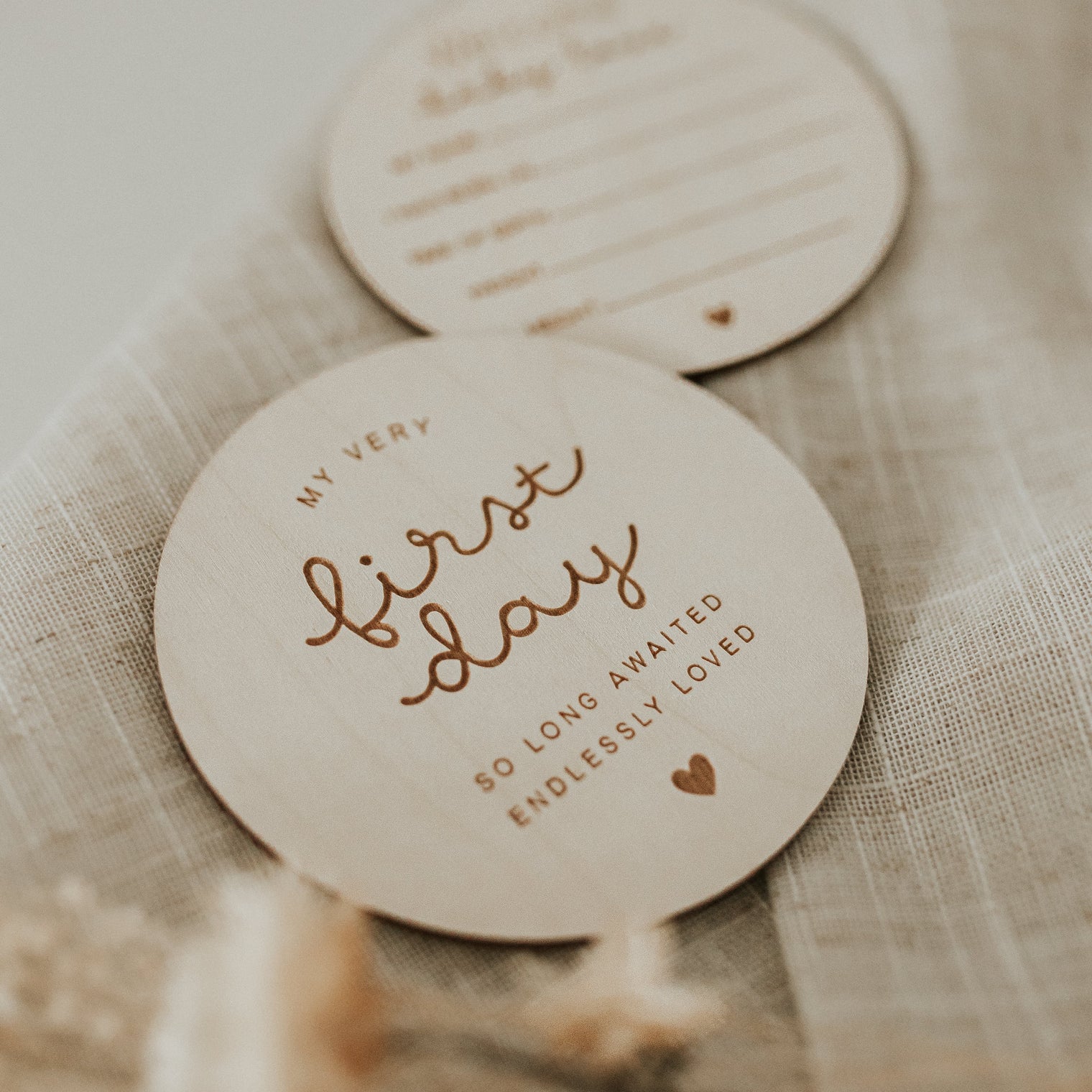 Wooden milestone disc – Birth