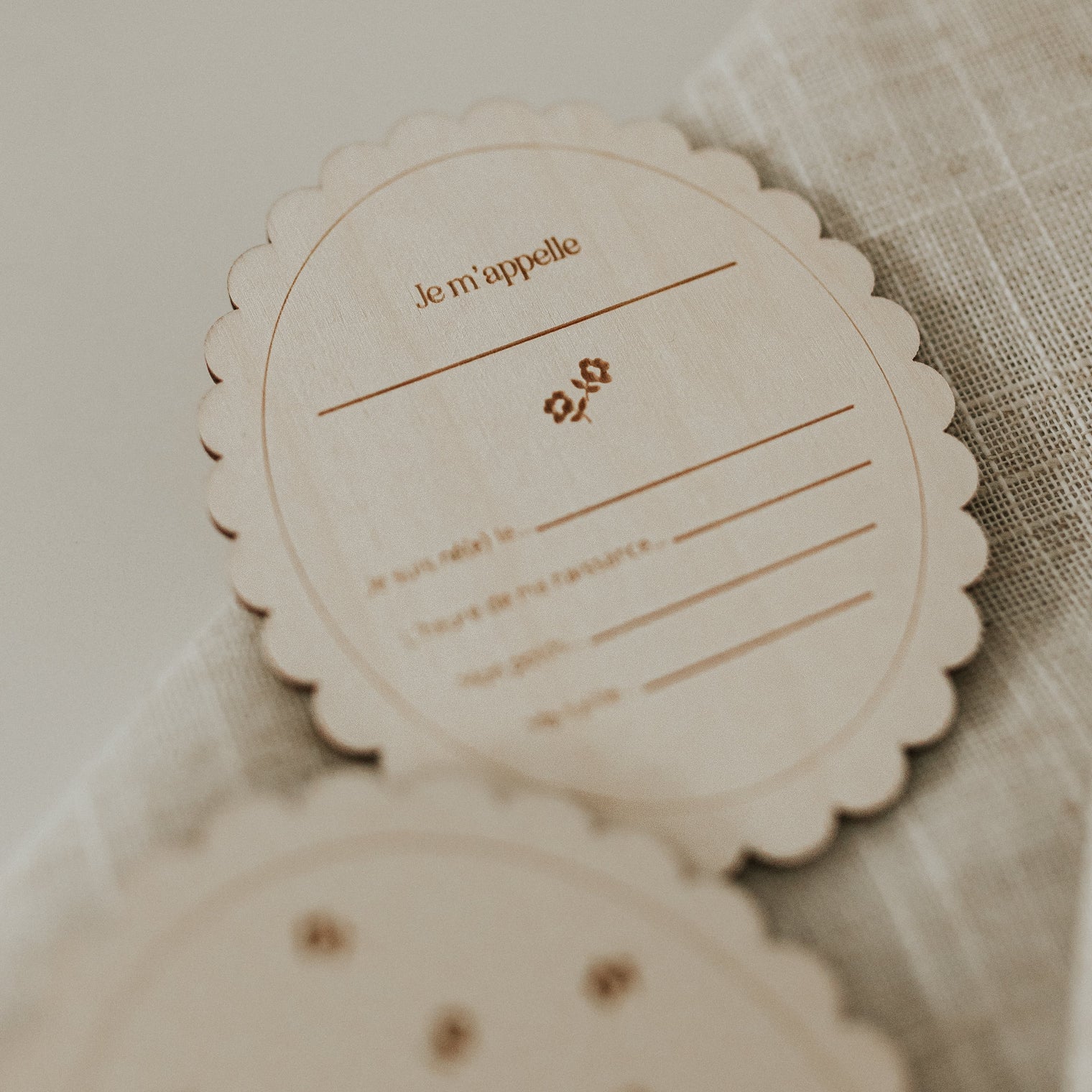 Pastille de bois - Naissance Fleur