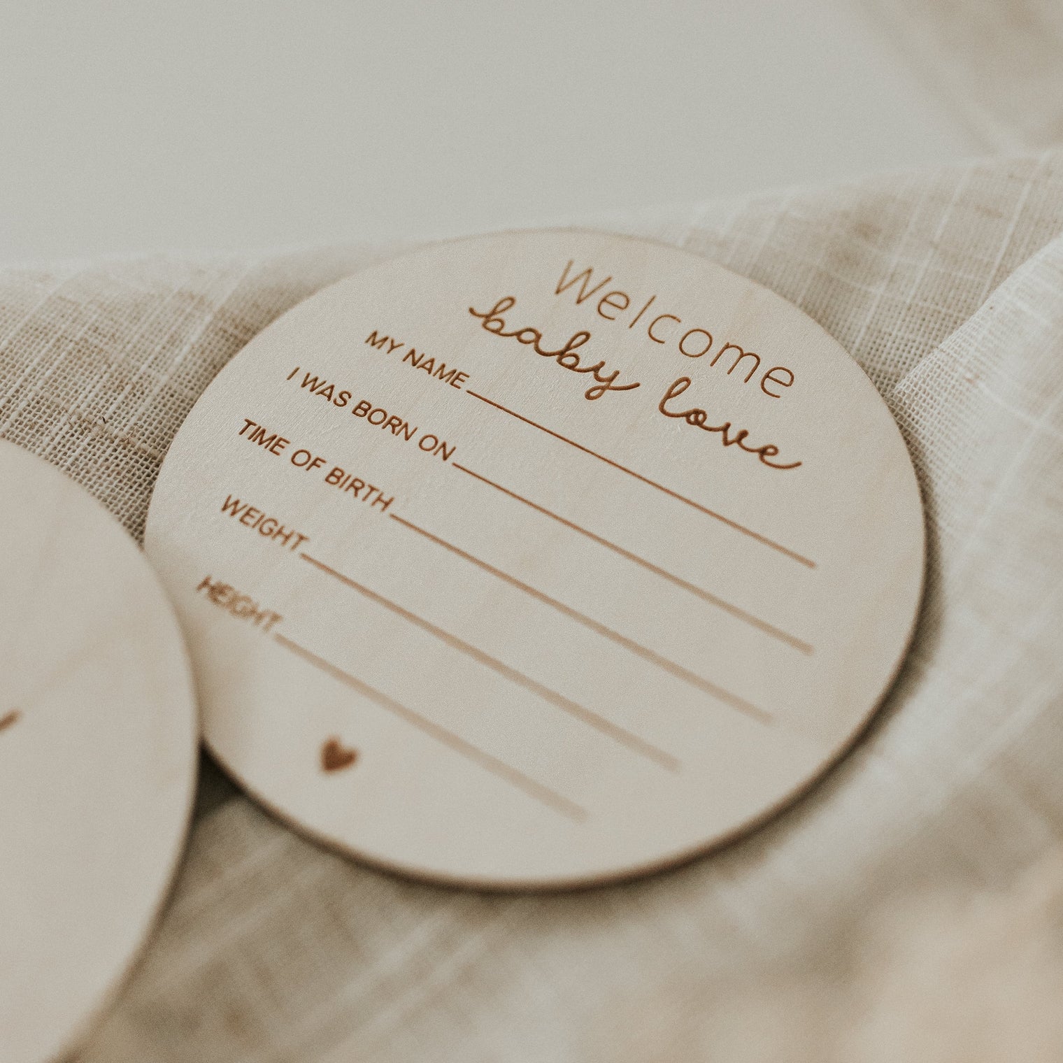 Wooden milestone disc – Birth