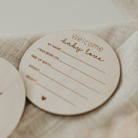 Wooden milestone disc – Birth