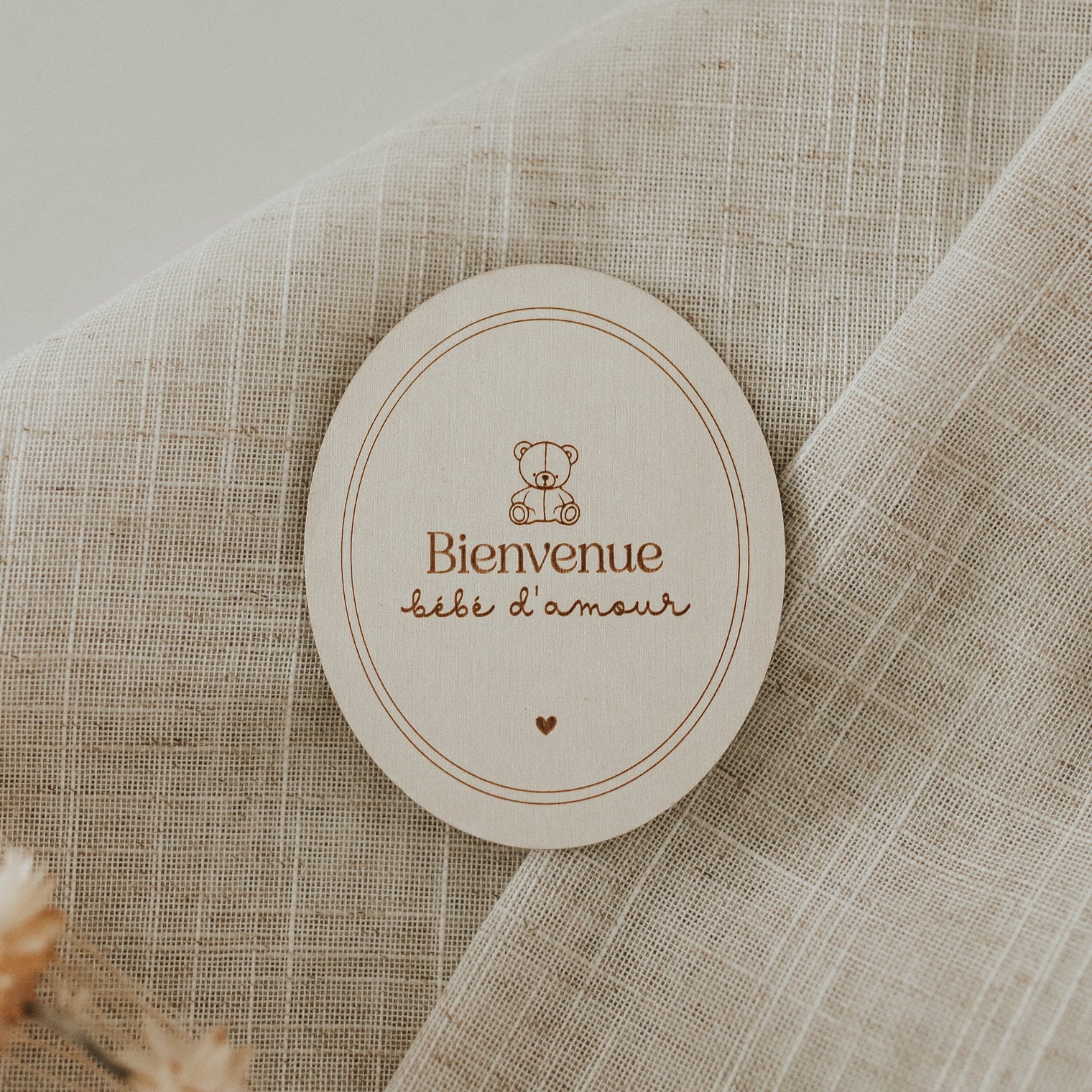 Pastille de bois - Naissance ourson