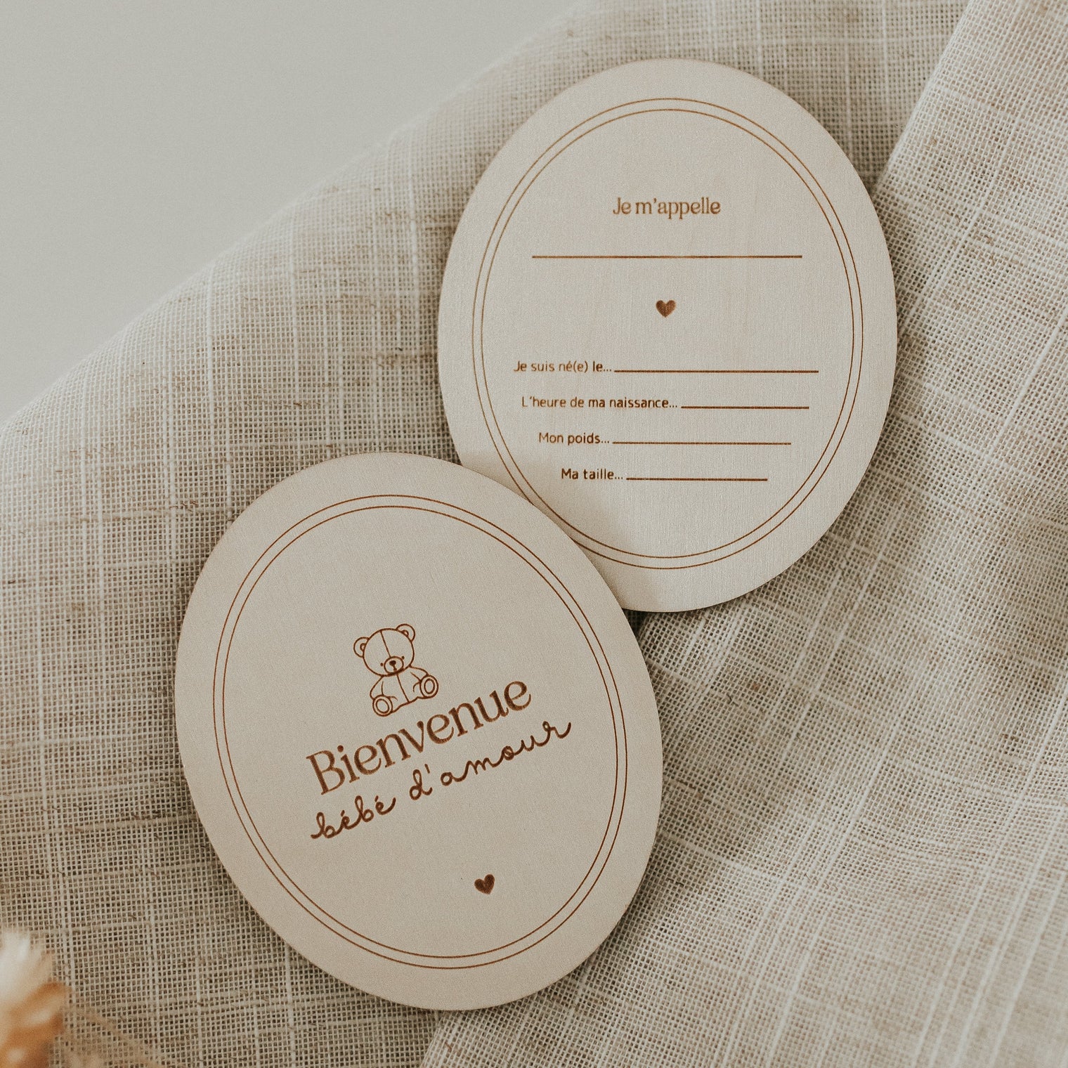 Pastille de bois - Naissance ourson