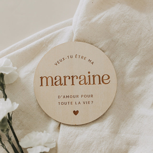 Pastille de bois - Marraine