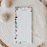 Bloc-notes liste d'épicerie Fleurs