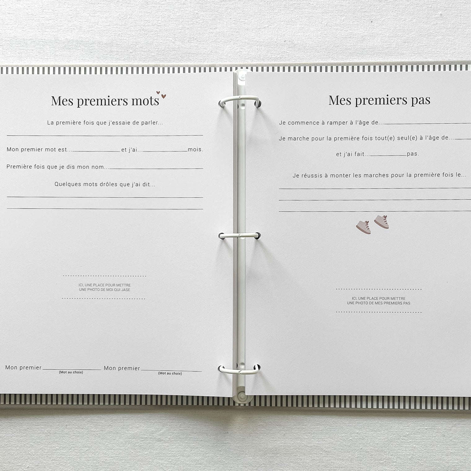 Livre bébé, Journal bébé, Planificateur de grossesse, Journal de grossesse, Cadeau de nouvelle maman, Baby Shower, Cadeau de shower, Cadeau de grossesse, future maman, souvenirs, mon histoire à moi, Album de bébé, livre souvenirs, livre cartable de bébé, gris, tissu